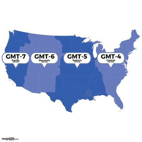 gmt time zone map usa.